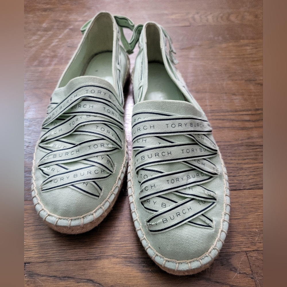 TORY BURCH mint ribbon espadrilles flats shoes size 10 - Picture 5 of 5